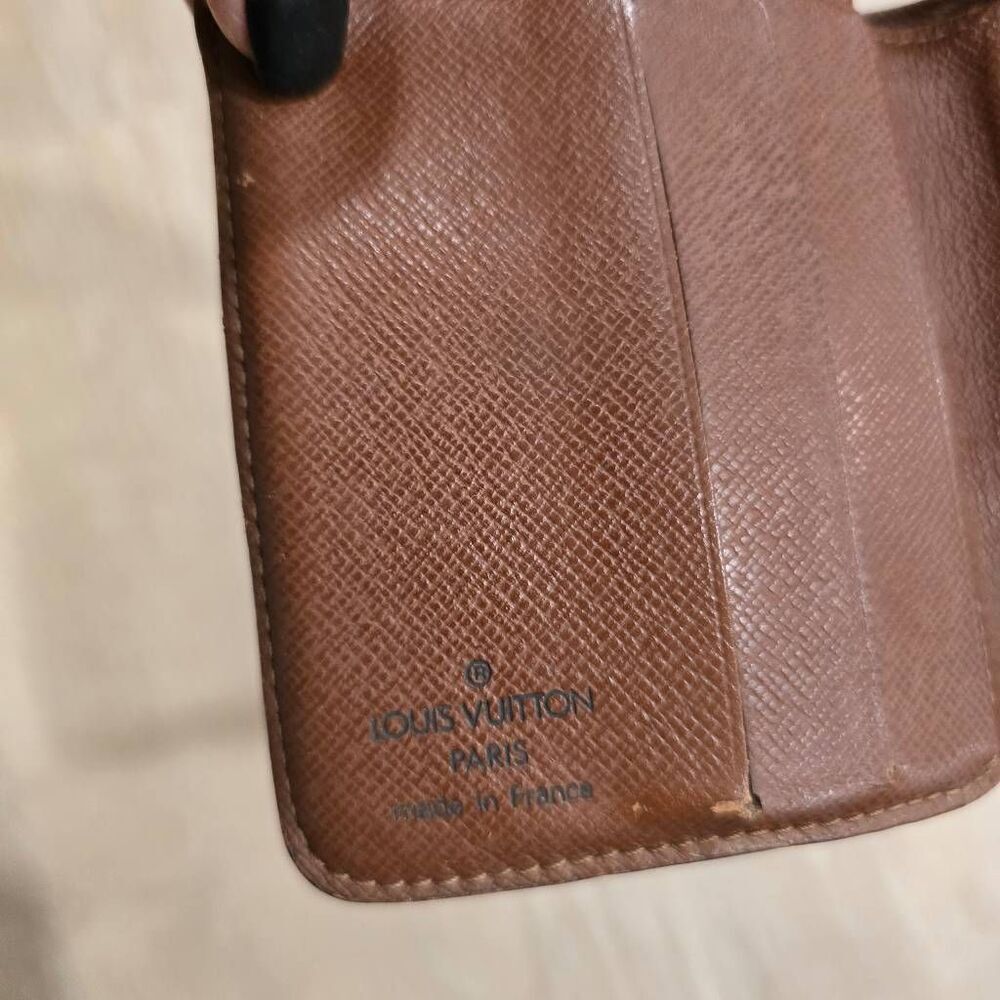 Louis Vuitton Womens Brown Leather Monogram Canvas Bifold Compact Zipper Wallet‎ - Picture 5 of 10